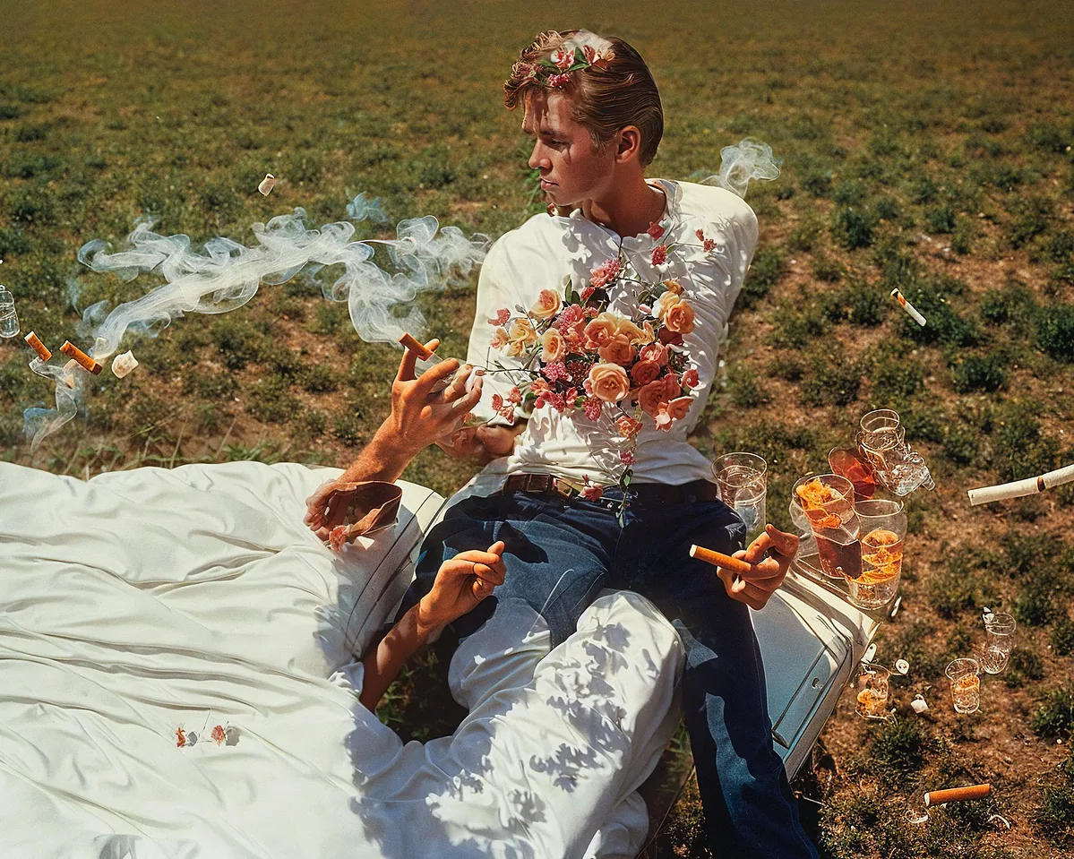 A surreal vintage-style advertisement titled Cigarette Marketing