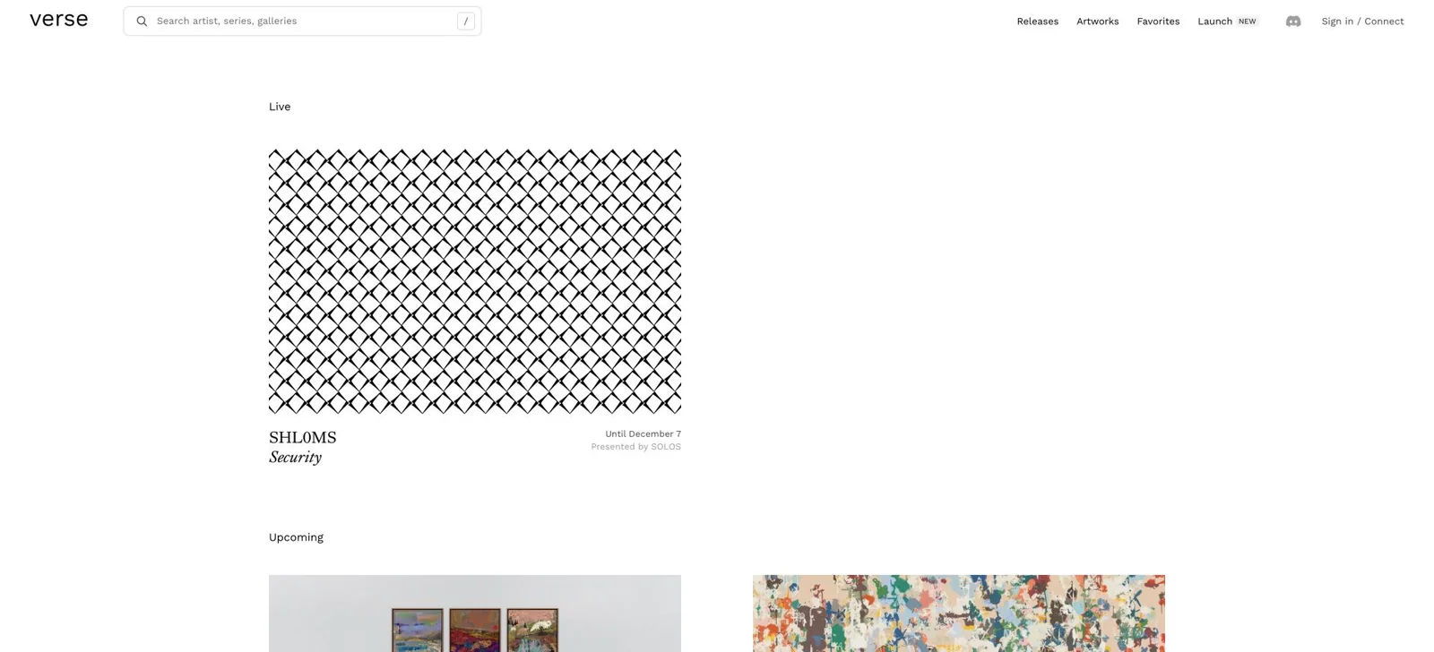 The current Verse digital-art exhibitions index