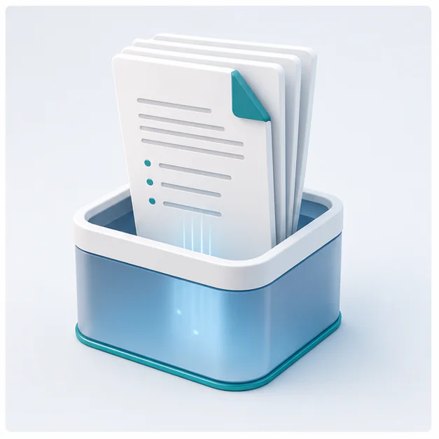 Stacked uploaded documents entering a context packet